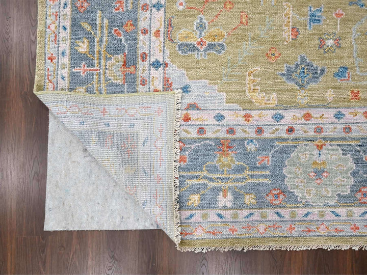 12'1" x 17'9" New Hand Knotted Yellow Wool Rectangle Oriental Rug - MOA10284511