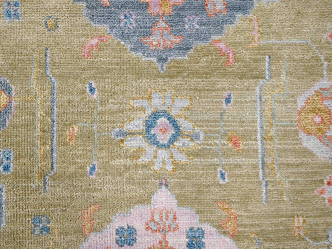 12'1" x 17'9" New Hand Knotted Yellow Wool Rectangle Oriental Rug - MOA10284511