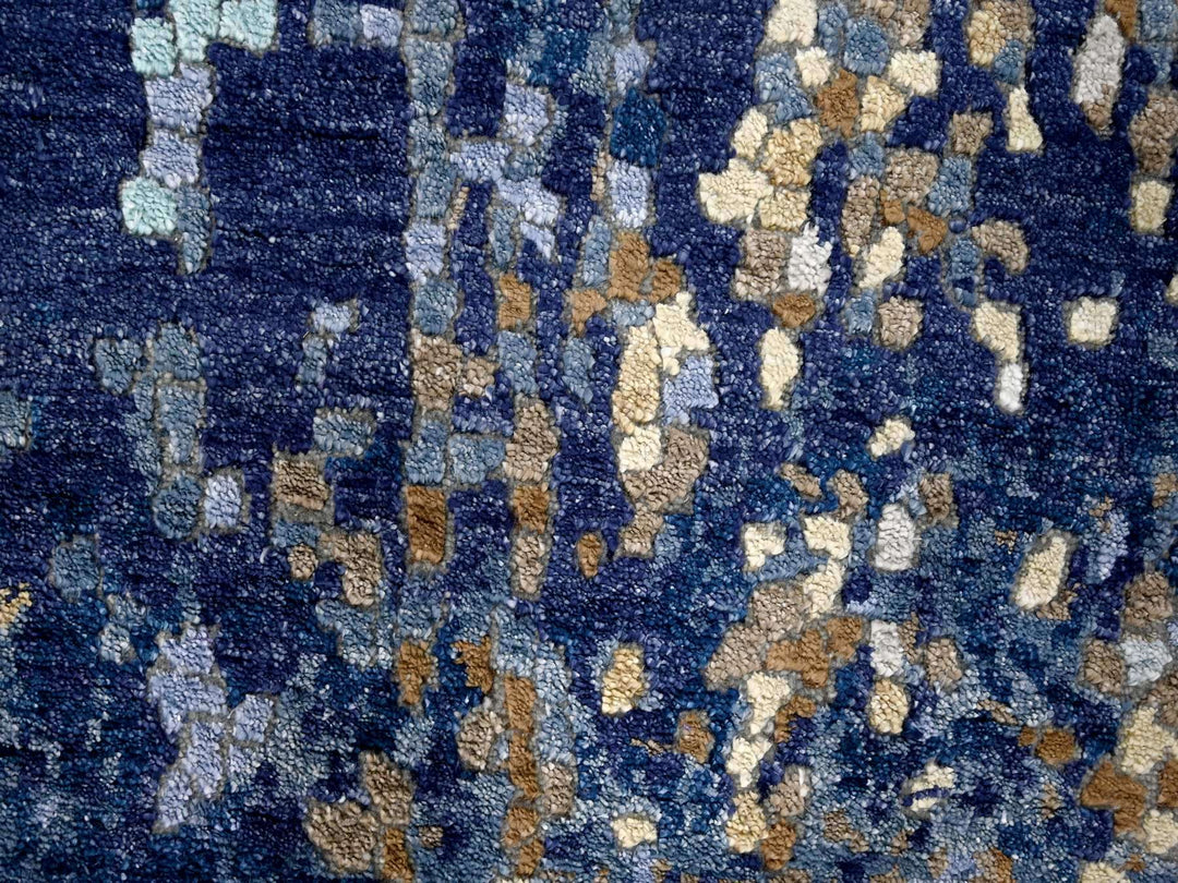 4'0" x 5'11" New Hand Knotted Blue Wool & Silk Rectangle Oriental Rug - MOA10284515