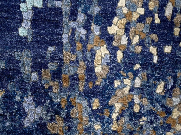 4'0" x 5'11" New Hand Knotted Blue Wool & Silk Rectangle Oriental Rug - MOA10284515