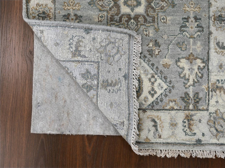 2'7" x 11'10" New Hand Knotted Grey Wool Runner Oriental Rug - MOA10284523