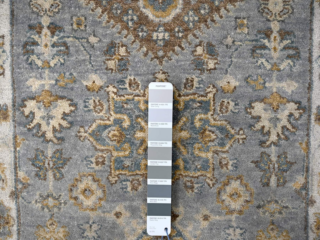 2'7" x 11'10" New Hand Knotted Grey Wool Runner Oriental Rug - MOA10284523