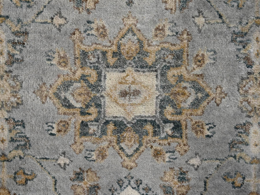 2'7" x 11'10" New Hand Knotted Grey Wool Runner Oriental Rug - MOA10284523