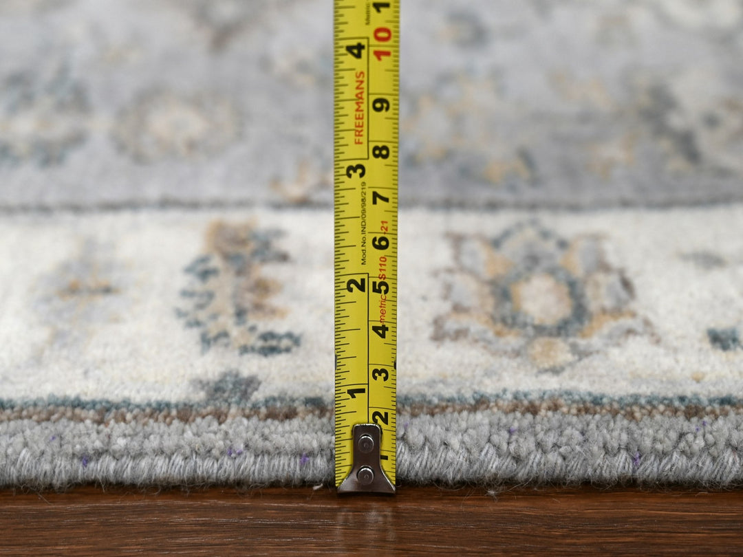 2'7" x 11'10" New Hand Knotted Grey Wool Runner Oriental Rug - MOA10284523