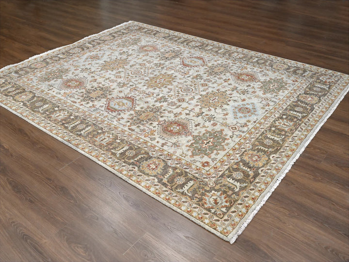 8'3" x 10'1" New Hand Knotted Ivory Wool Rectangle Oriental Rug - MOA10284527
