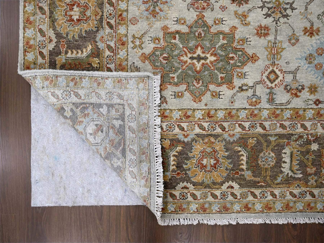 8'3" x 10'1" New Hand Knotted Ivory Wool Rectangle Oriental Rug - MOA10284527