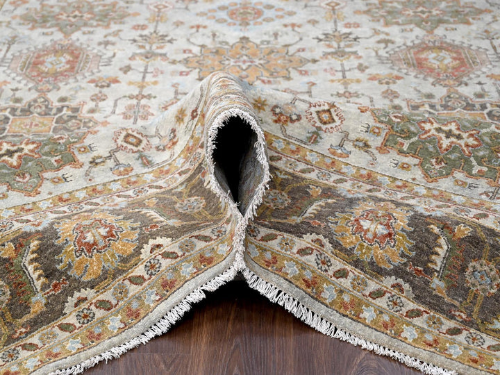 8'3" x 10'1" New Hand Knotted Ivory Wool Rectangle Oriental Rug - MOA10284527