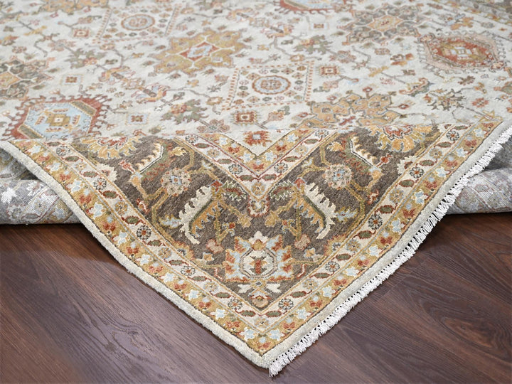 8'3" x 10'1" New Hand Knotted Ivory Wool Rectangle Oriental Rug - MOA10284527