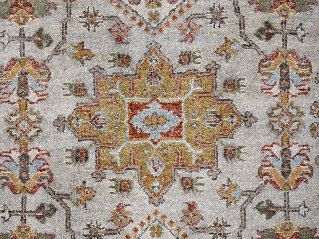 8'3" x 10'1" New Hand Knotted Ivory Wool Rectangle Oriental Rug - MOA10284527