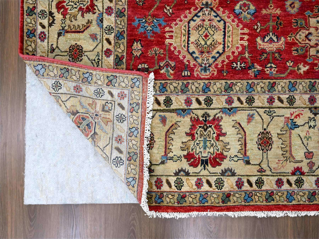 9'3" x 11'11" New Hand Knotted Red Wool Rectangle Oriental Rug - MOA10284532