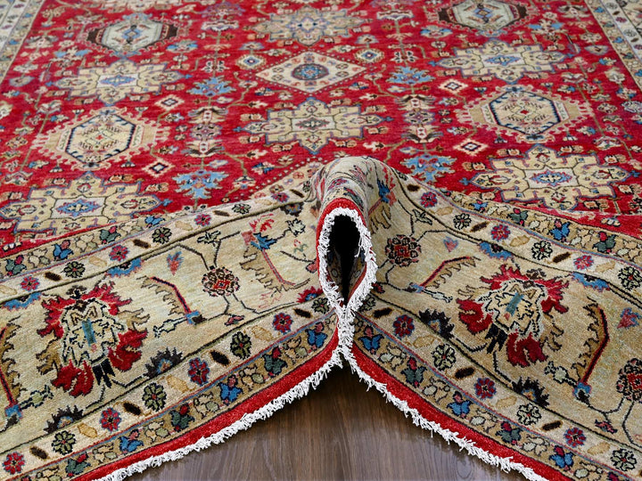 9'3" x 11'11" New Hand Knotted Red Wool Rectangle Oriental Rug - MOA10284532