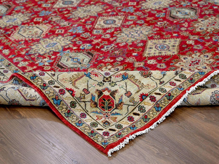 9'3" x 11'11" New Hand Knotted Red Wool Rectangle Oriental Rug - MOA10284532