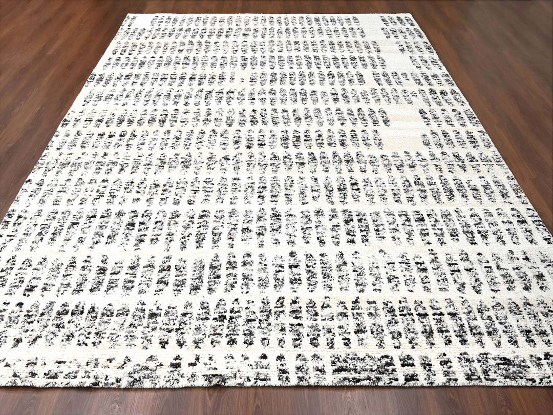 10'2" x 13'9" New Hand Knotted Ivory Wool Rectangle Oriental Rug - MOA10284537