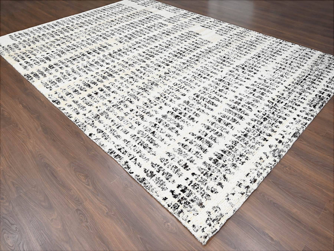 10'2" x 13'9" New Hand Knotted Ivory Wool Rectangle Oriental Rug - MOA10284537
