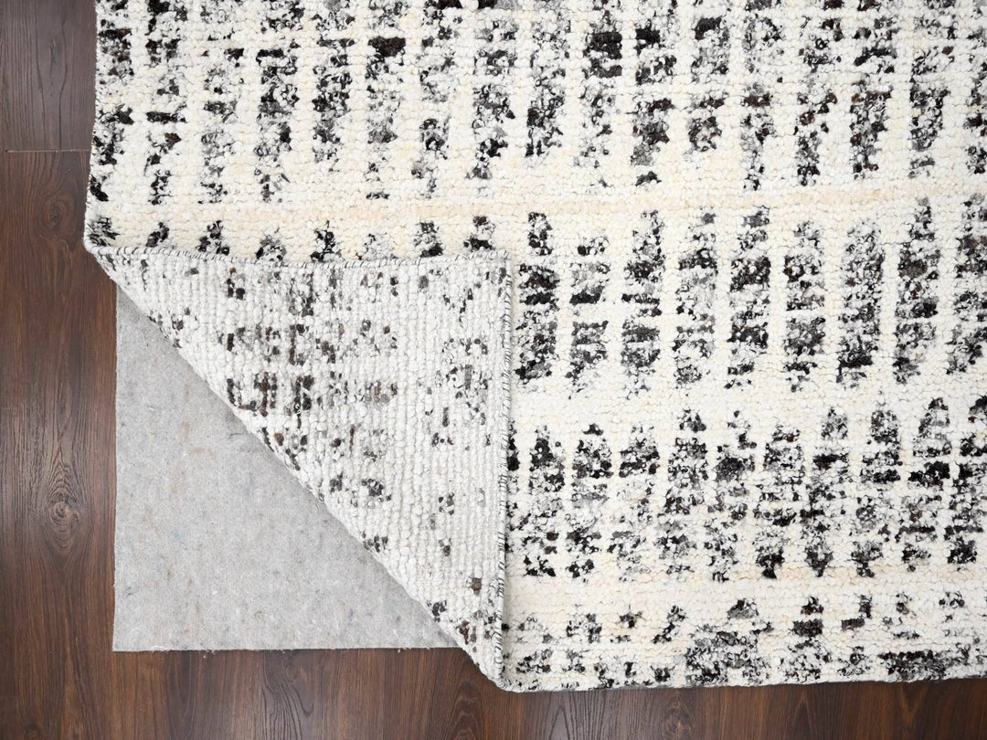 10'2" x 13'9" New Hand Knotted Ivory Wool Rectangle Oriental Rug - MOA10284537