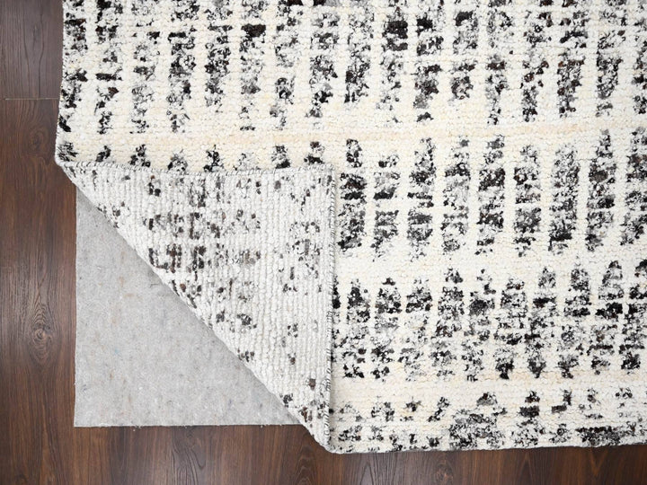 10'2" x 13'9" New Hand Knotted Ivory Wool Rectangle Oriental Rug - MOA10284537
