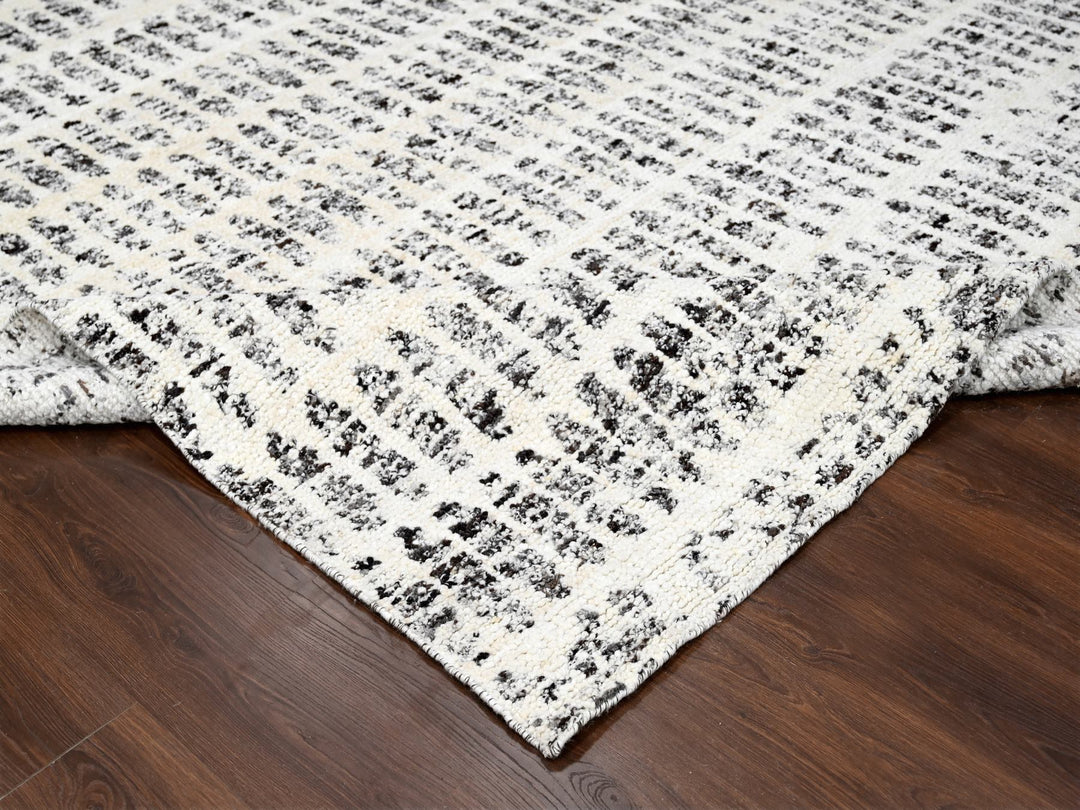 10'2" x 13'9" New Hand Knotted Ivory Wool Rectangle Oriental Rug - MOA10284537