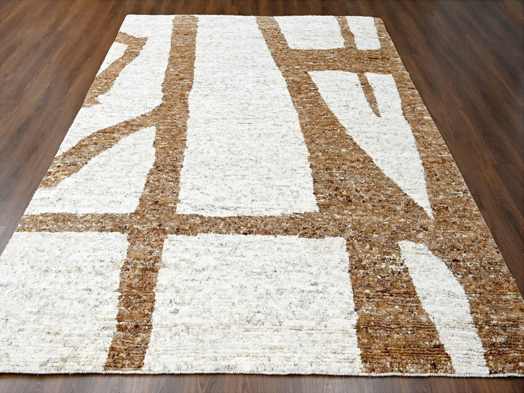 9'2" x 11'9" New Hand Knotted Brown Wool Rectangle Oriental Rug - MOA10284539
