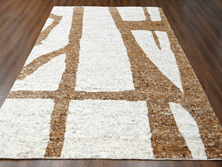 9'2" x 11'9" New Hand Knotted Brown Wool Rectangle Oriental Rug - MOA10284539