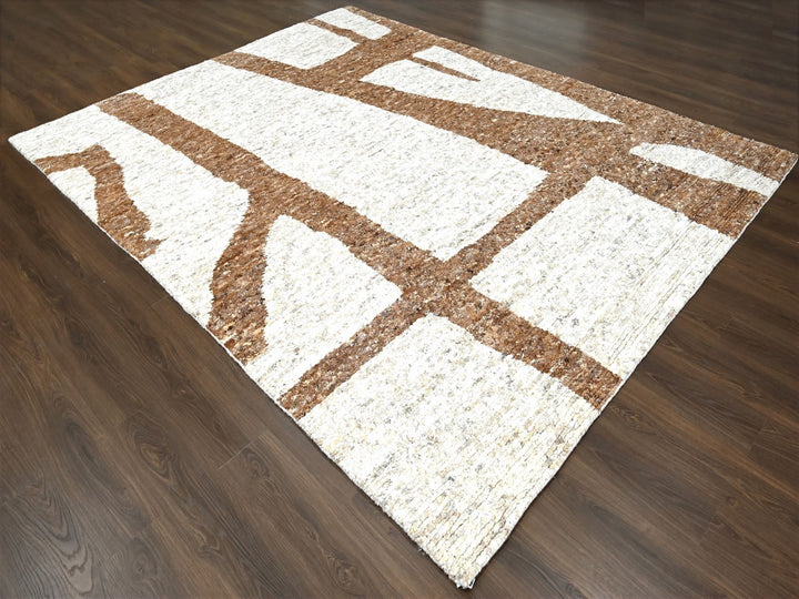 9'2" x 11'9" New Hand Knotted Brown Wool Rectangle Oriental Rug - MOA10284539