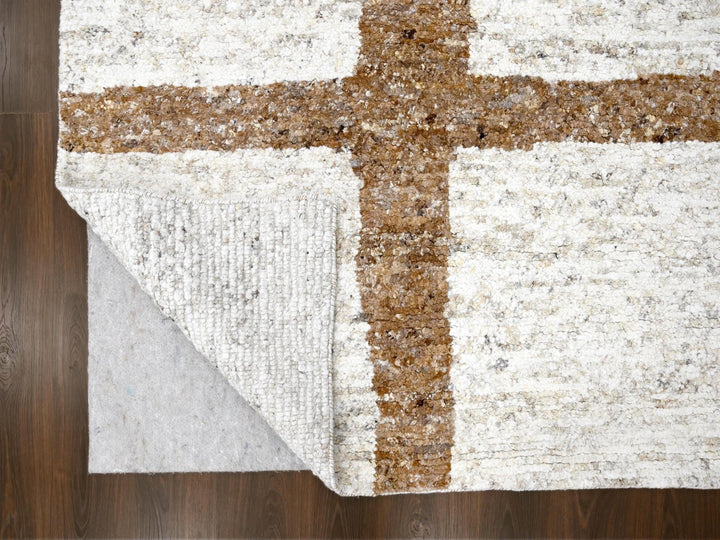 9'2" x 11'9" New Hand Knotted Brown Wool Rectangle Oriental Rug - MOA10284539