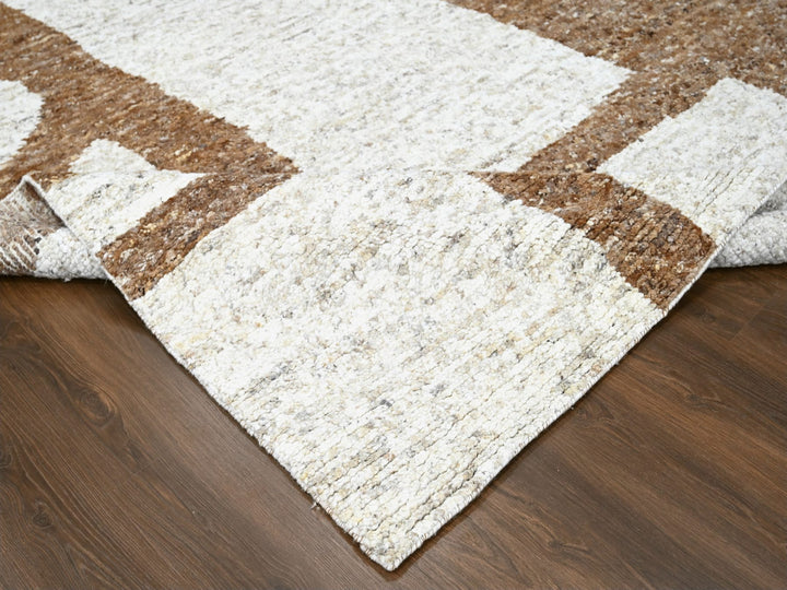 9'2" x 11'9" New Hand Knotted Brown Wool Rectangle Oriental Rug - MOA10284539