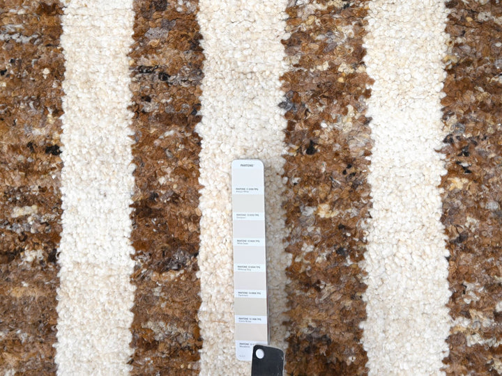 12'2" x 14'10" New Hand Knotted Brown Wool Rectangle Oriental Rug - MOA10284542