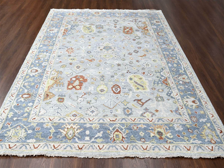 8'11" x 11'9" New Hand Knotted Grey Wool Rectangle Oriental Rug - MOA10284565