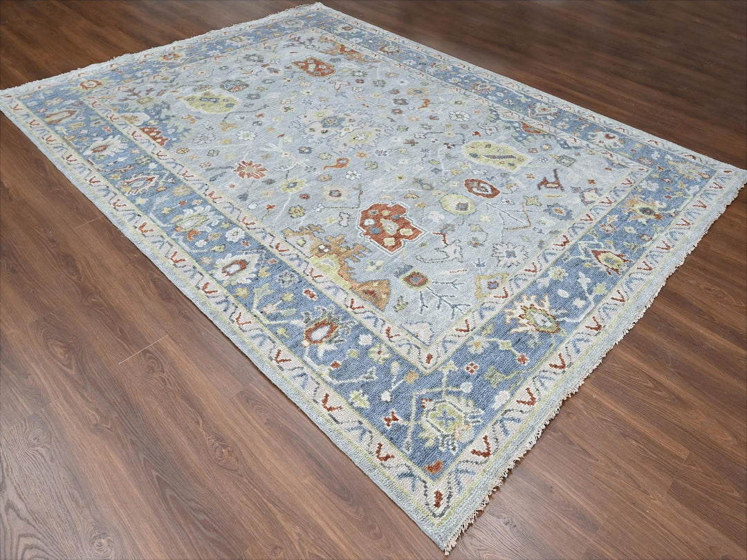8'11" x 11'9" New Hand Knotted Grey Wool Rectangle Oriental Rug - MOA10284565
