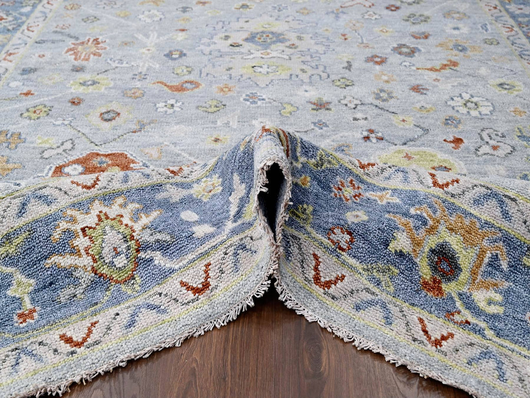8'11" x 11'9" New Hand Knotted Grey Wool Rectangle Oriental Rug - MOA10284565