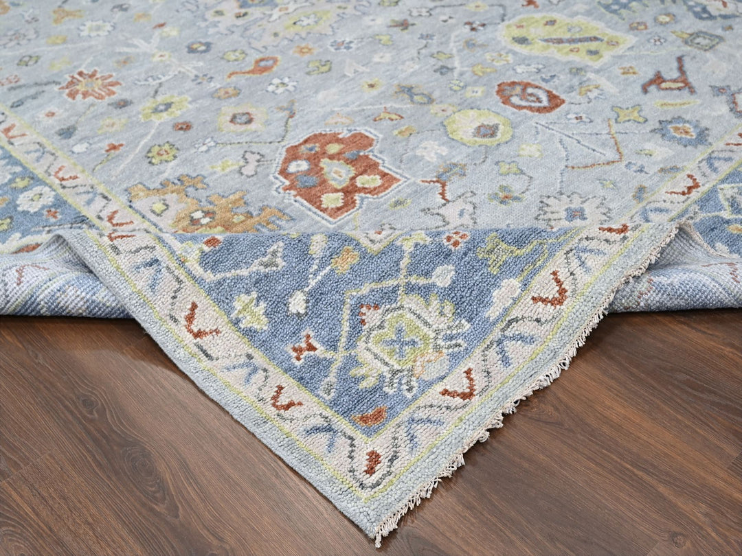 8'11" x 11'9" New Hand Knotted Grey Wool Rectangle Oriental Rug - MOA10284565