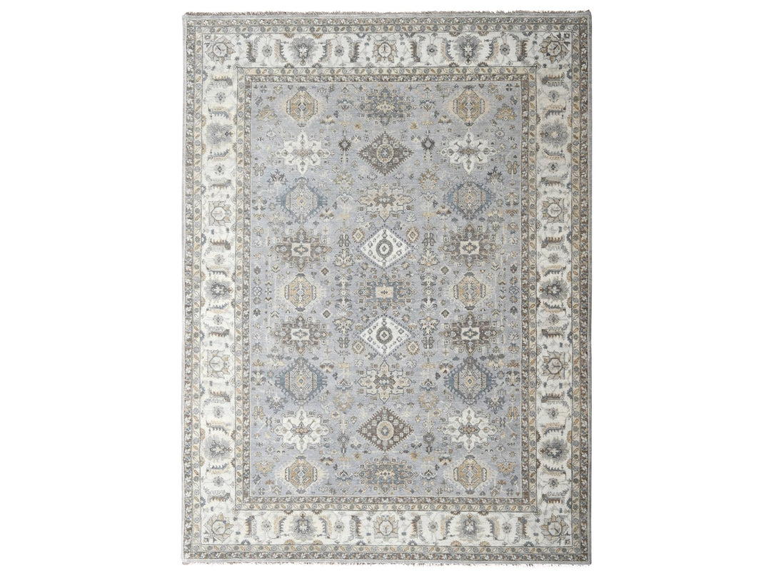 9'0" x 11'10" New Hand Knotted Grey Wool Rectangle Oriental Rug - MOA10284567