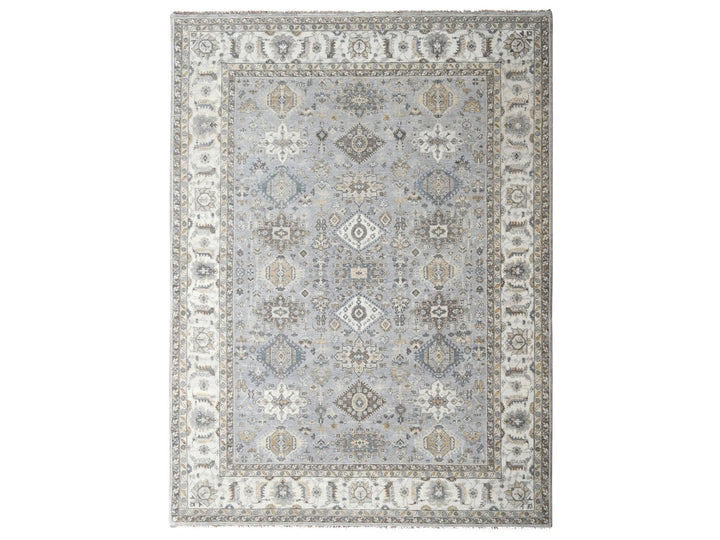 9'0" x 11'10" New Hand Knotted Grey Wool Rectangle Oriental Rug - MOA10284567