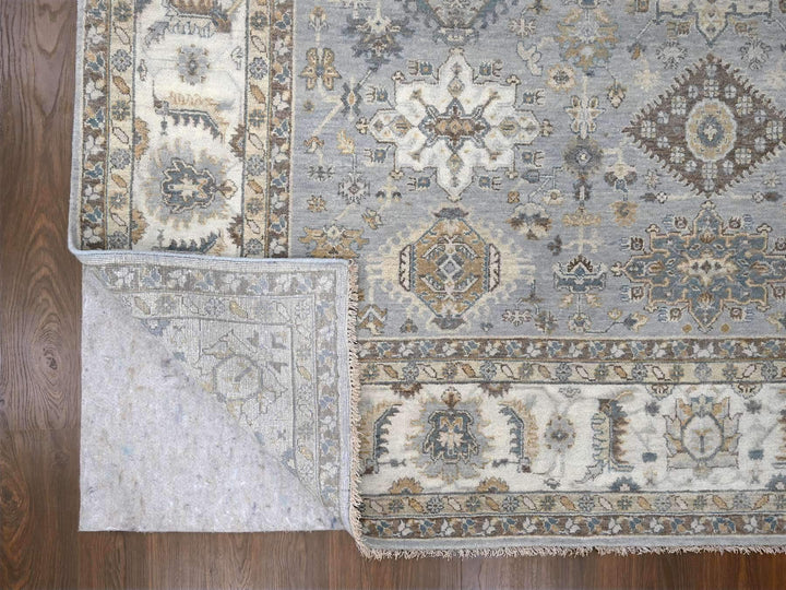 9'0" x 11'10" New Hand Knotted Grey Wool Rectangle Oriental Rug - MOA10284567