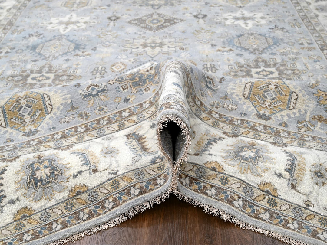 9'0" x 11'10" New Hand Knotted Grey Wool Rectangle Oriental Rug - MOA10284567
