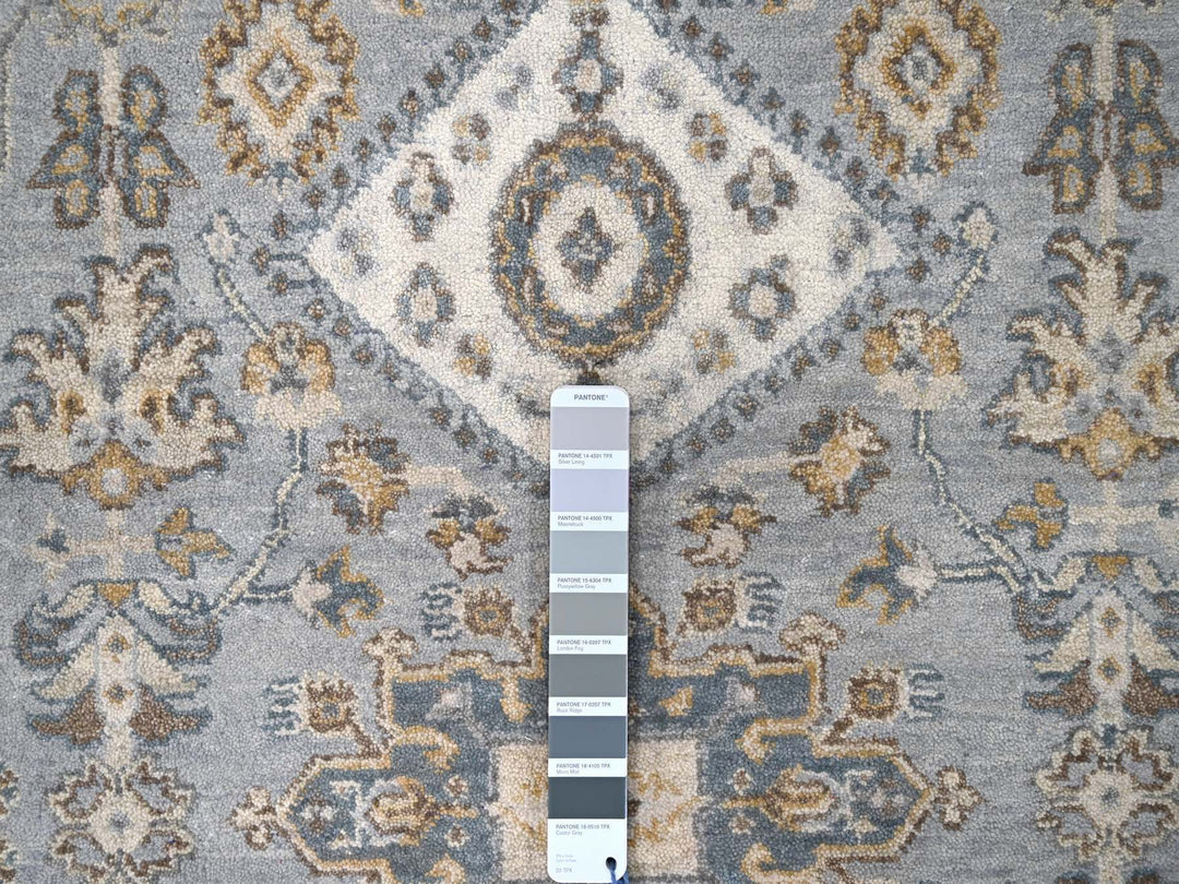 9'0" x 11'10" New Hand Knotted Grey Wool Rectangle Oriental Rug - MOA10284567