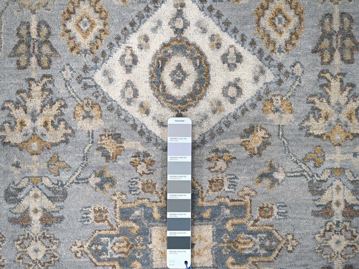 9'0" x 11'10" New Hand Knotted Grey Wool Rectangle Oriental Rug - MOA10284567