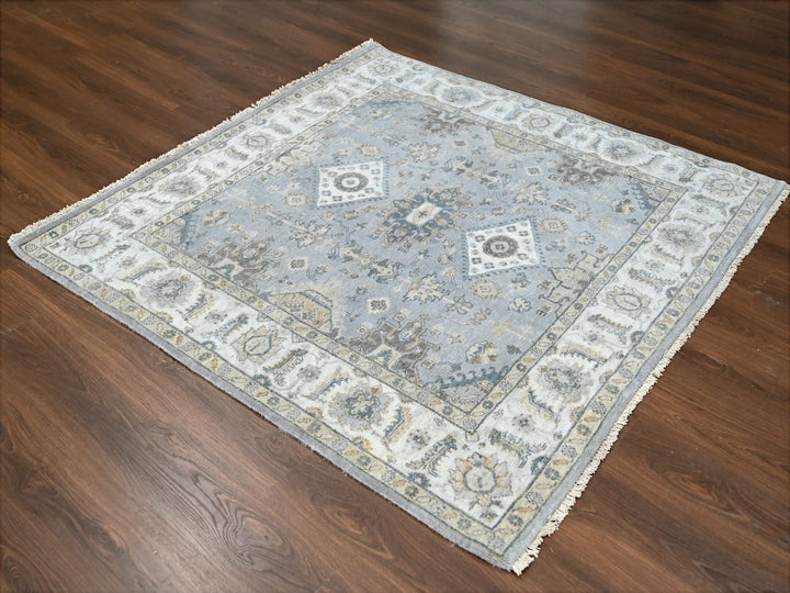 6'2" x 6'1" New Hand Knotted Grey Wool Square Oriental Rug - MOA10284594
