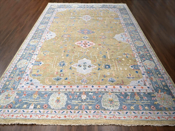 11'11" x 14'10" New Hand Knotted Yellow Wool Rectangle Oriental Rug - MOA10284602