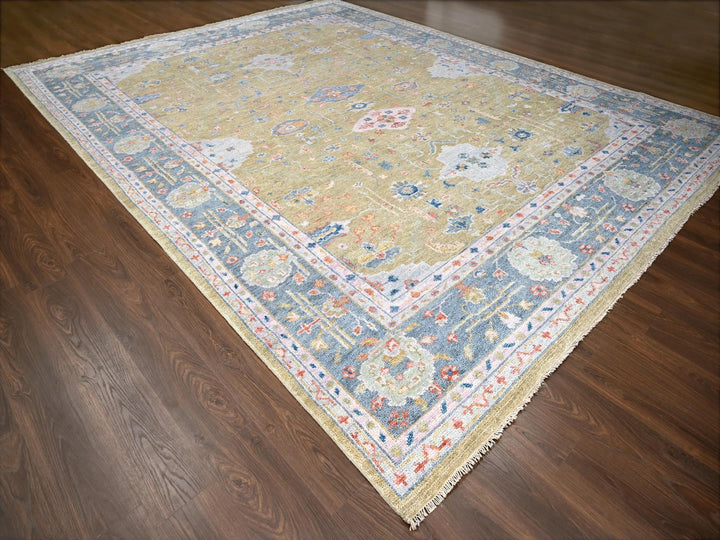 11'11" x 14'10" New Hand Knotted Yellow Wool Rectangle Oriental Rug - MOA10284602