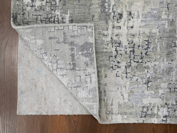 2'6" x 9'9" New Hand Knotted Grey Wool & Silk Runner Oriental Rug - MOA10284604