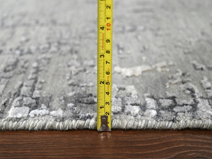 5'10" x 5'9" New Hand Knotted Grey Wool & Silk Square Oriental Rug - MOA10284605
