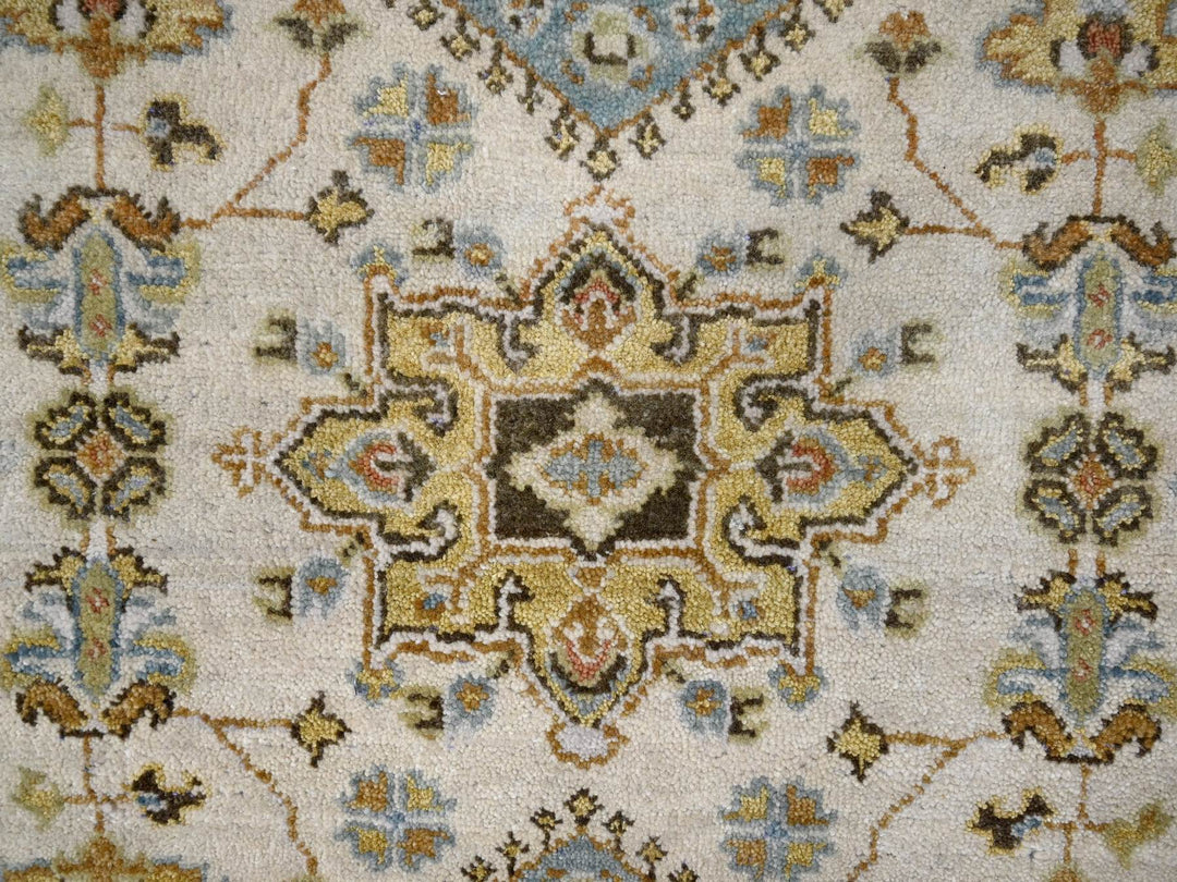 2'7" x 7'9" New Hand Knotted Ivory Wool Runner Oriental Rug - MOA10284607