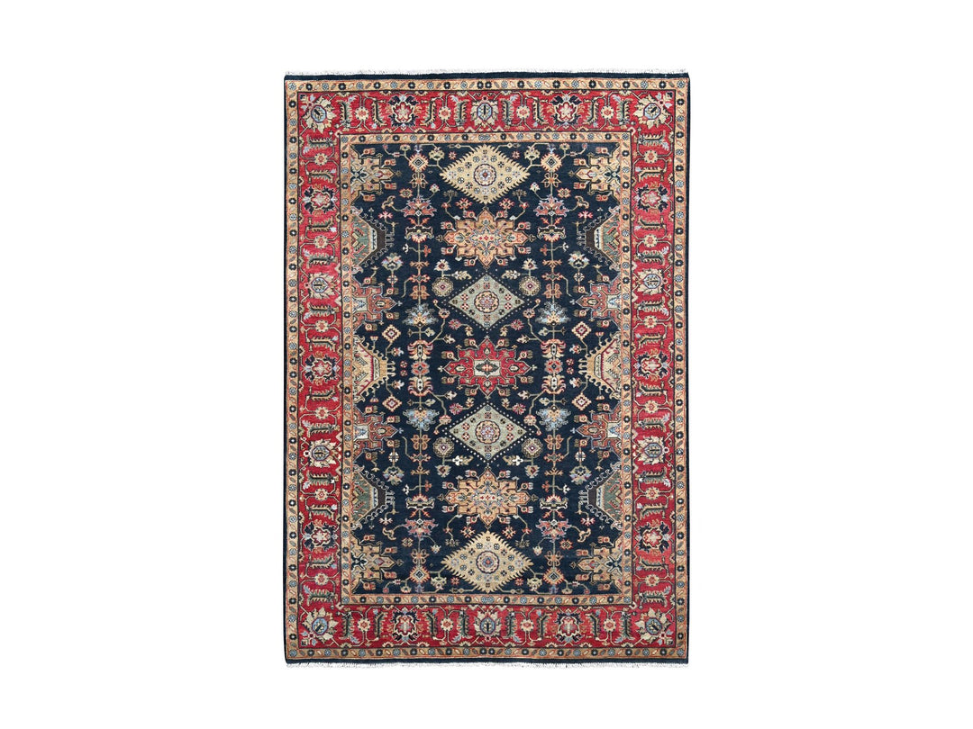 6'0" x 8'11" New Hand Knotted Black Wool Rectangle Oriental Rug - MOA10284611