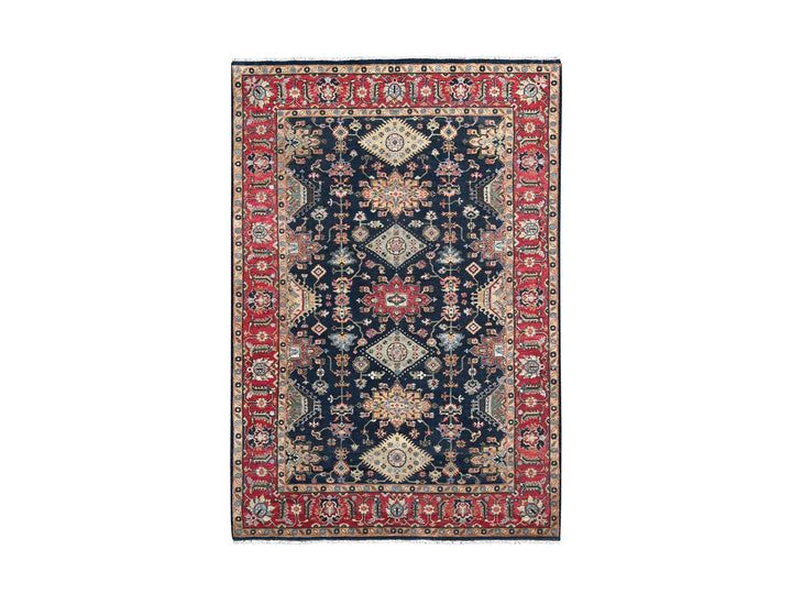 6'0" x 8'11" New Hand Knotted Black Wool Rectangle Oriental Rug - MOA10284611