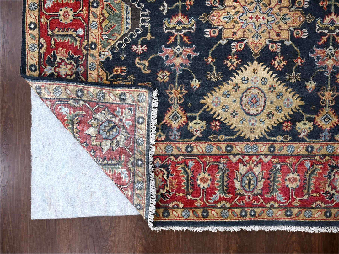 6'0" x 8'11" New Hand Knotted Black Wool Rectangle Oriental Rug - MOA10284611