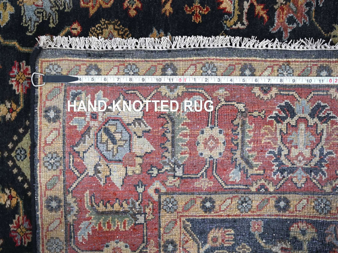 6'0" x 8'11" New Hand Knotted Black Wool Rectangle Oriental Rug - MOA10284611