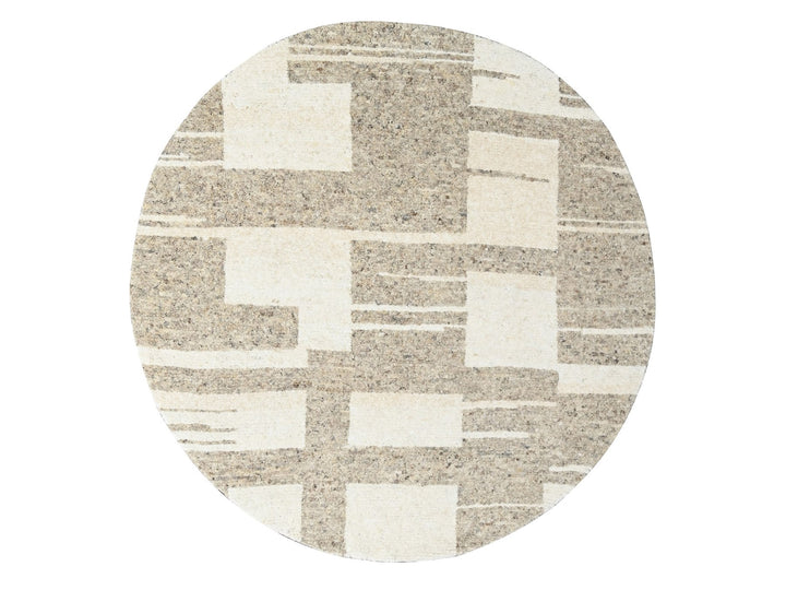 7'10" x 8'3" New Hand Knotted Brown Wool Round Oriental Rug - MOA10284623