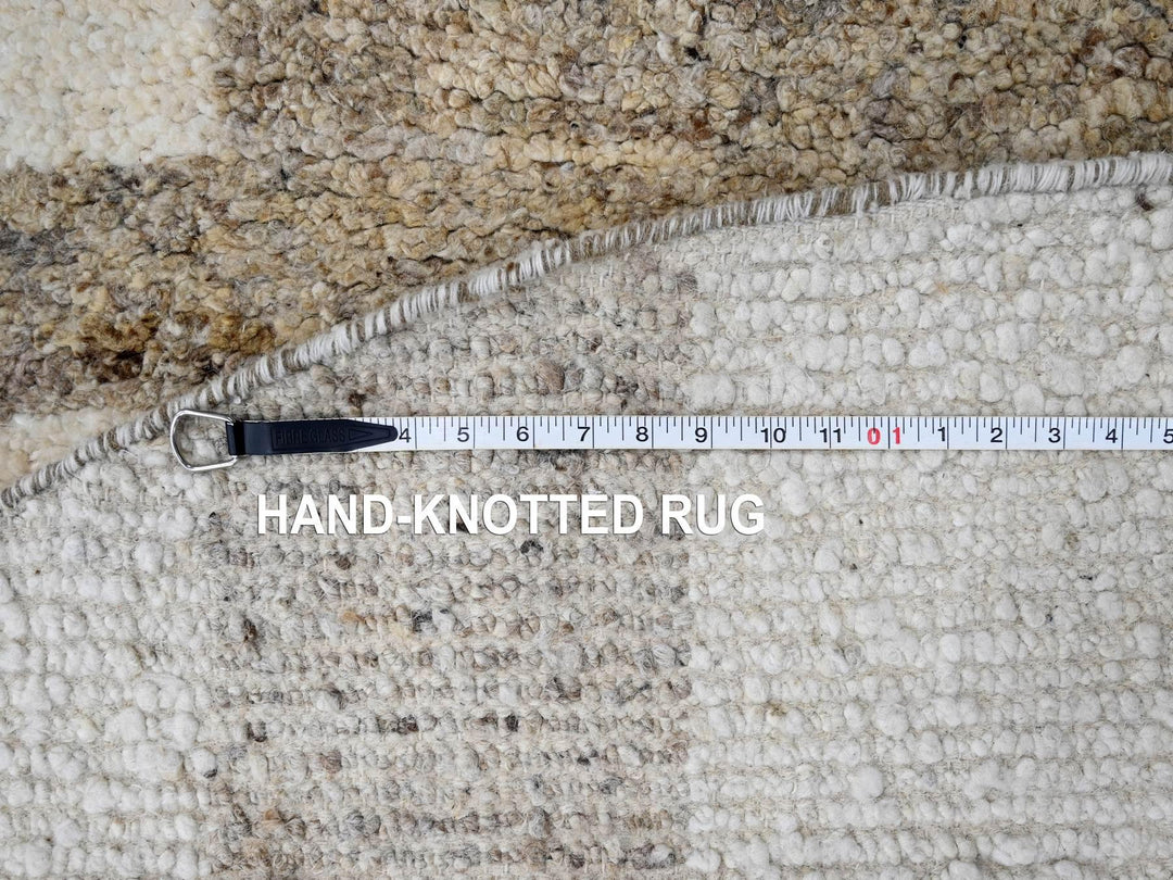 7'10" x 8'3" New Hand Knotted Brown Wool Round Oriental Rug - MOA10284623