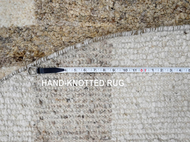 7'10" x 8'3" New Hand Knotted Brown Wool Round Oriental Rug - MOA10284623